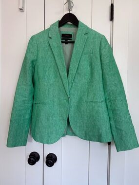 J. Crew Green Linen Campbell Blazer